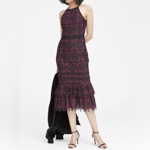 Banana Republic maroon and black lace cocktail dress size 10